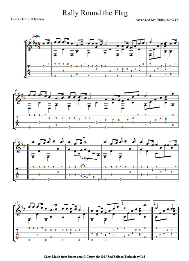 Rally Round the Flag sheet music for Guitar - 8notes.com