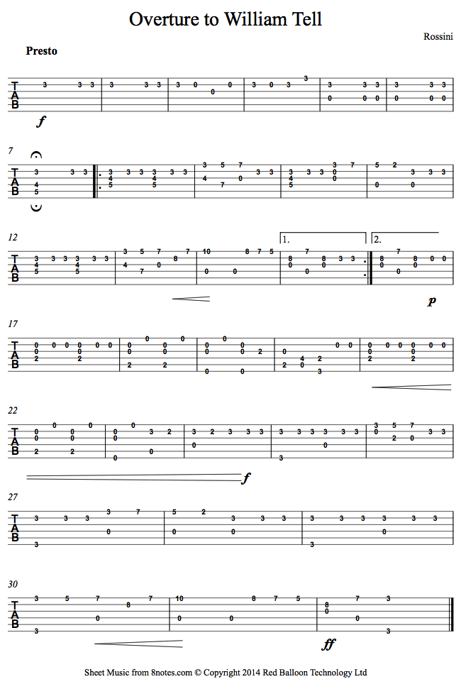 Rossini - William Tell Overture Guitar Tab - 8notes.com