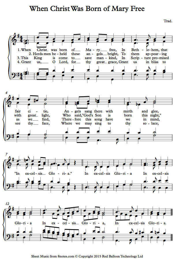 When Christ Was Born of Mary Free sheet music for Organ - 8notes.com