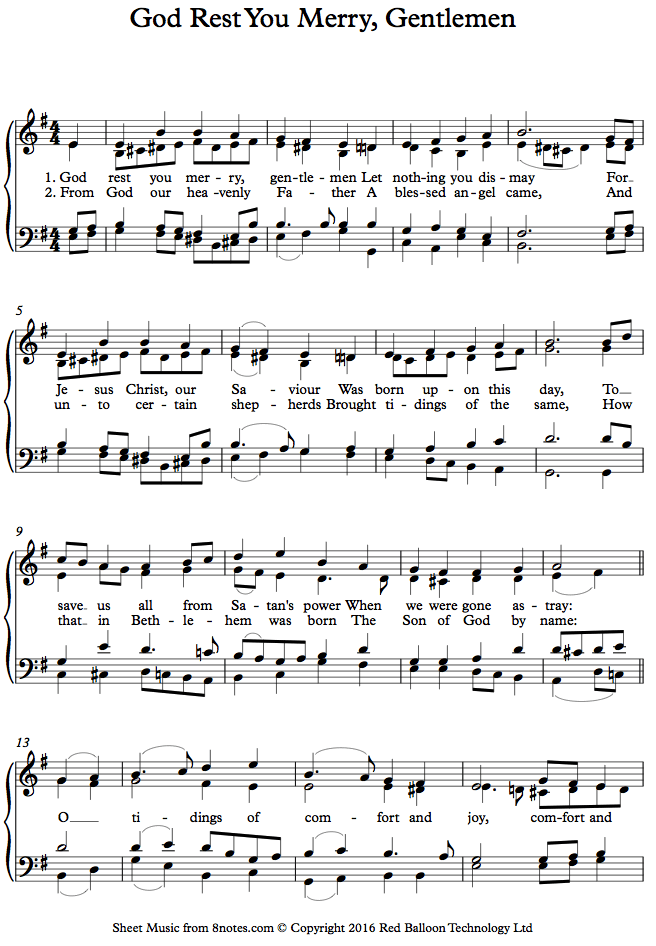 God Rest You Merry, Gentlemen sheet music for Piano - 8notes.com