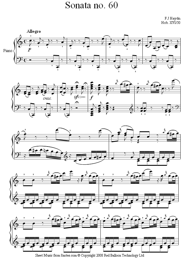 Гайдн соната фа. Гайдн сонаты для фортепиано Ноты. Гайдн Соната до мажор. Гайдн Соната до мажор Ноты.