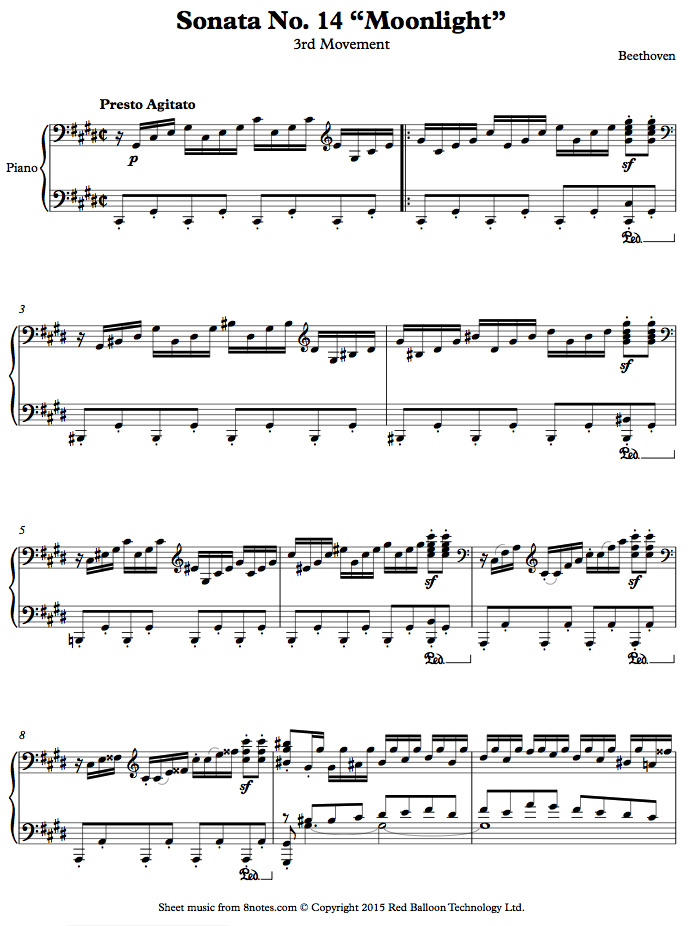 Облегченная лунная соната ноты. Бетховен Moonlight Sonata Ноты.