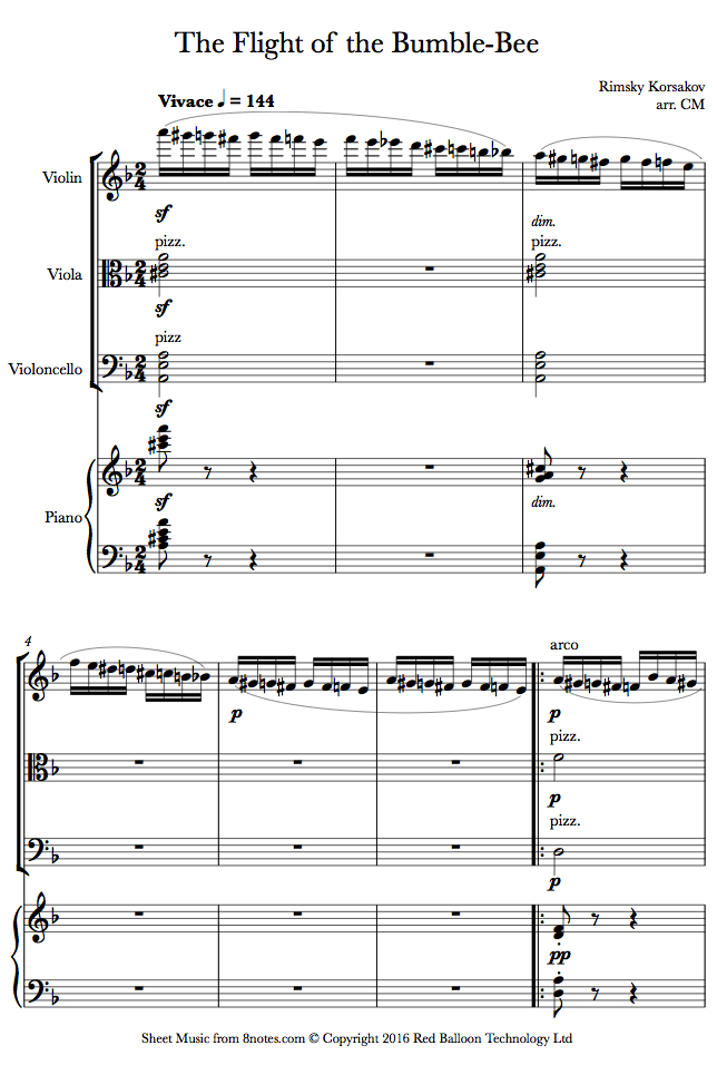 Rimsky-Korsakov - The Flight of the Bumblebee sheet music for Piano ...