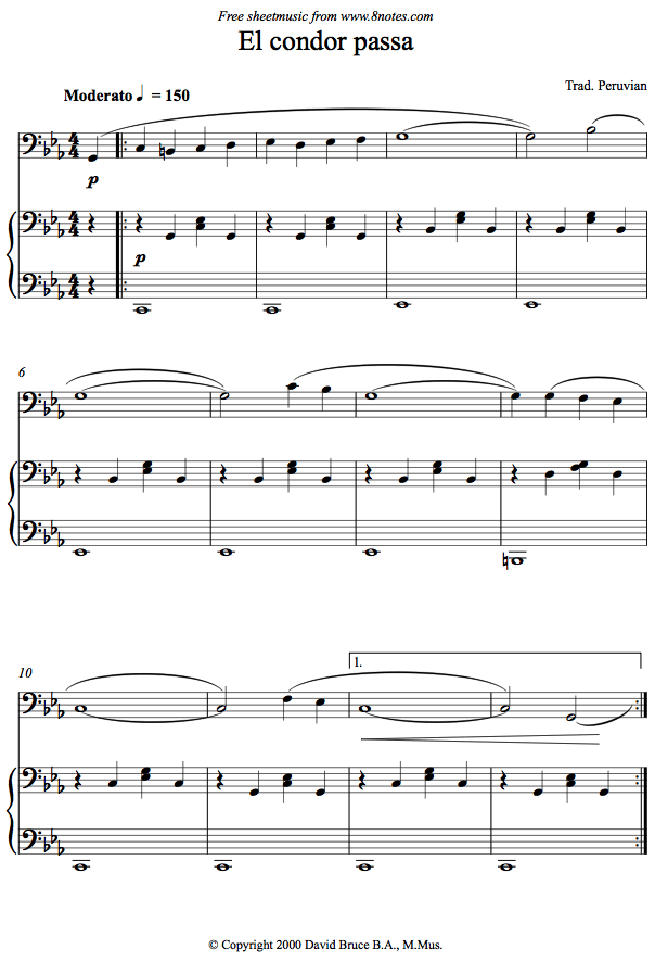 El Condor Passa (Peru) sheet music for Trombone - 8notes.com