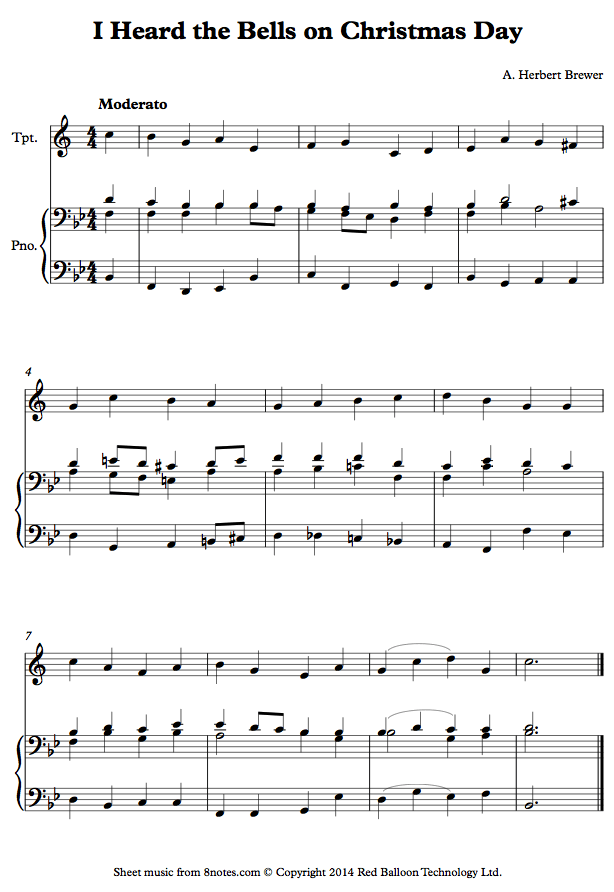 I Heard the Bells on Christmas Day sheet music for Trumpet - 8notes.com