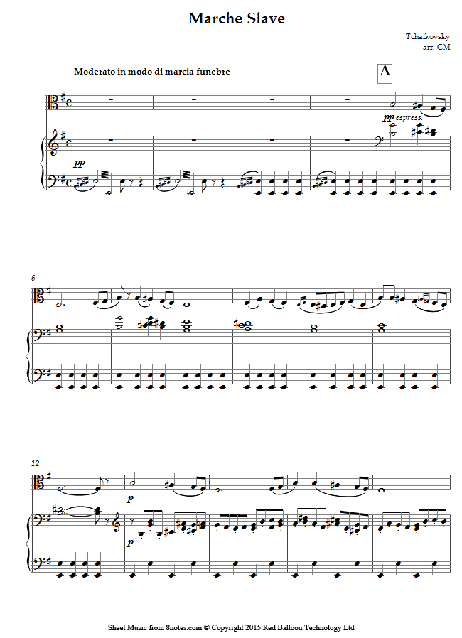 Tchaikovsky - Marche Slave sheet music for Viola - 8notes.com