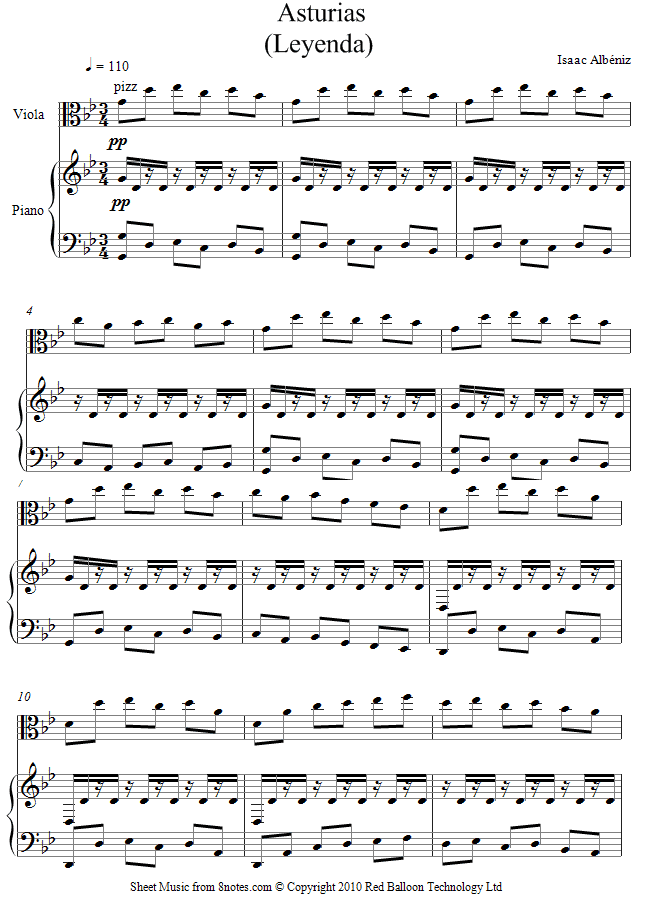 asturias guitar sheet music