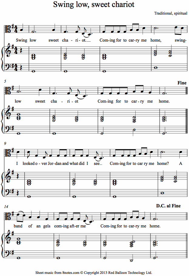 Swing low, sweet chariot sheet music for Viola - 8notes.com