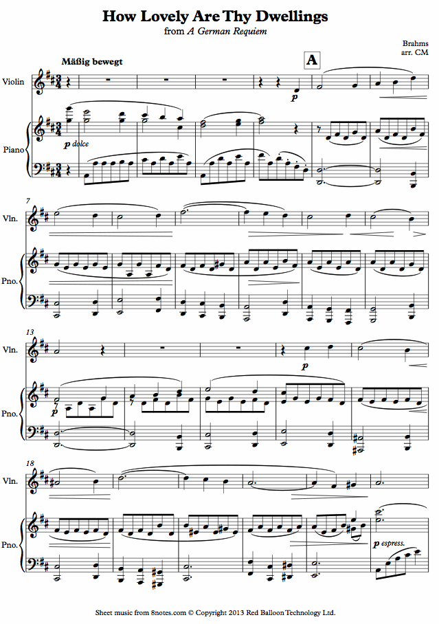 Brahms - How Lovely Are Thy Dwellings from A German Requiem sheet music ...