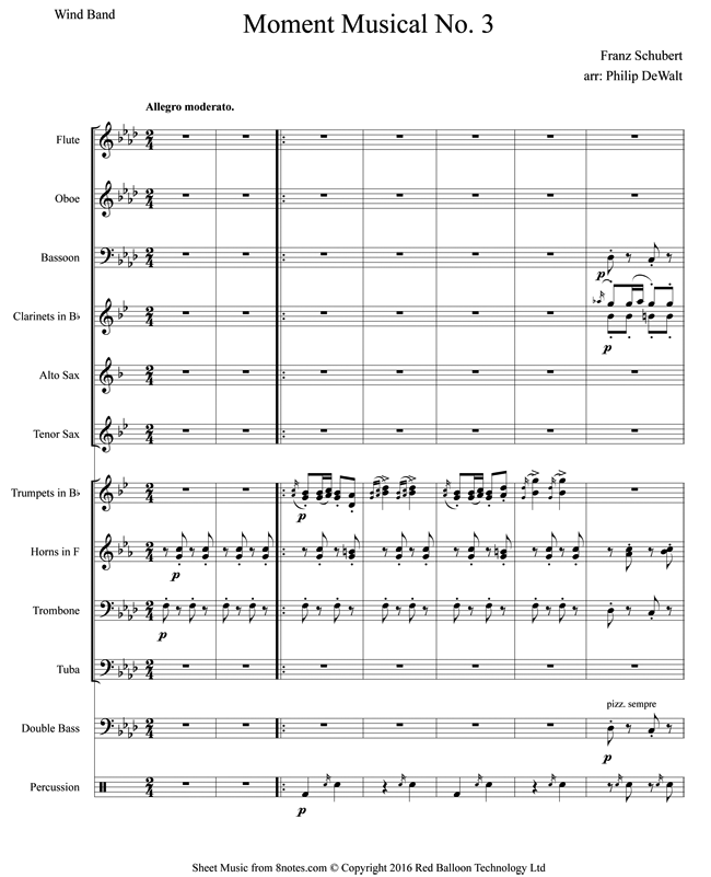 Schubert - Moment Musical Op. 94, No. 3 sheet music for Wind Band ...